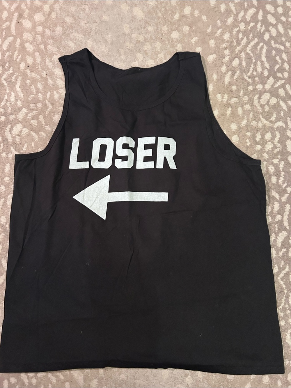 Black Men's Graphic Tank Top with 'LOSER' Arrow Print